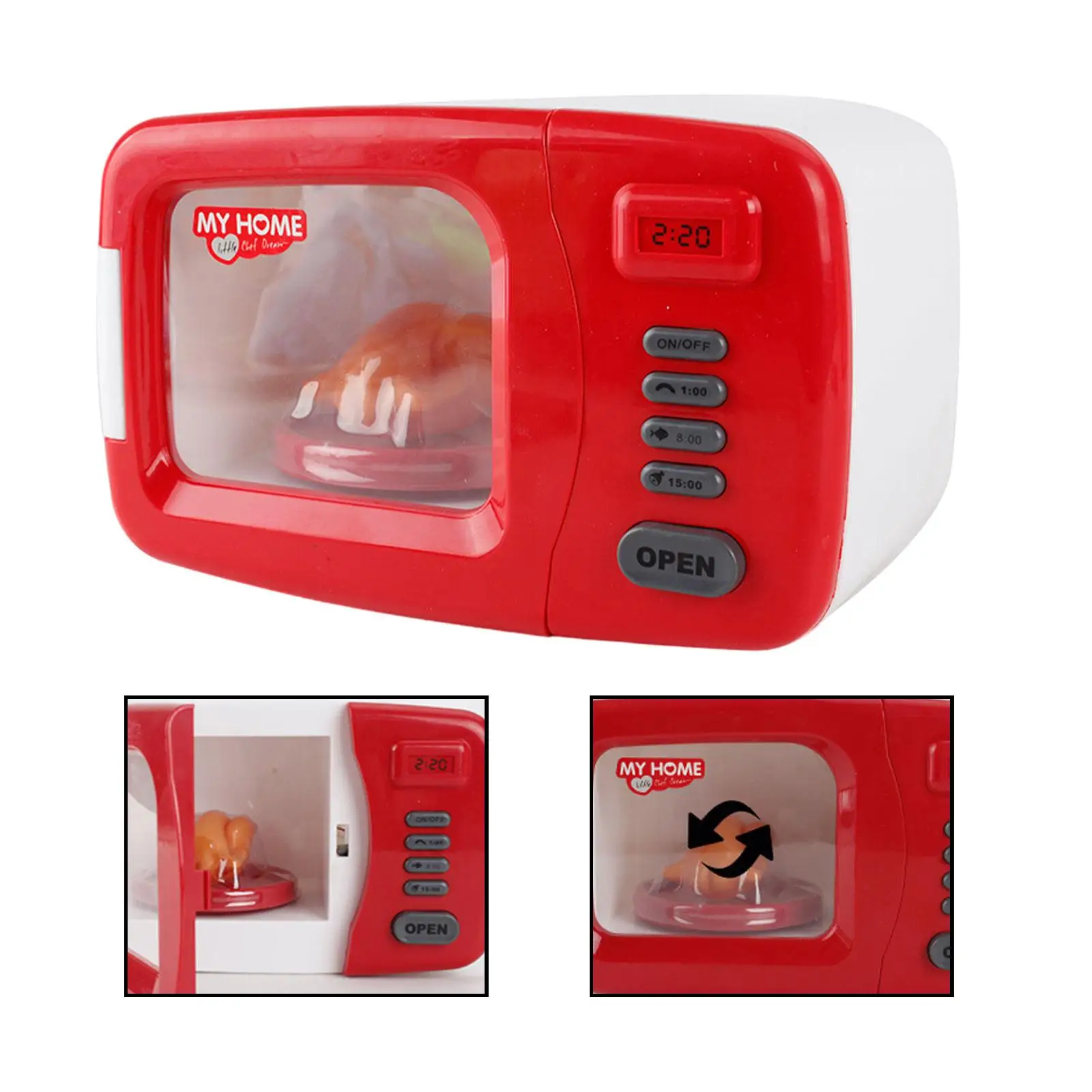 Mini forno de micro-ondas playset pequeno brinquedo de eletrodomésticos com acessórios ricos