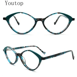 Modern Geometric Womens Prescription Eyeglasses for Female Floral Tortoise Glasses Frame Diamond Shape Red Optical Eyewear Retro