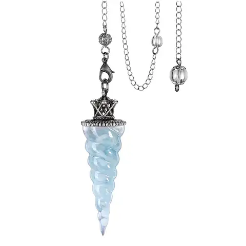 수지 7 차크라 아쿠아 마린 진자 자연 칩 스톤 크리스탈 펜던트 Dowsing Divination Healing Pointed Pendulos X224