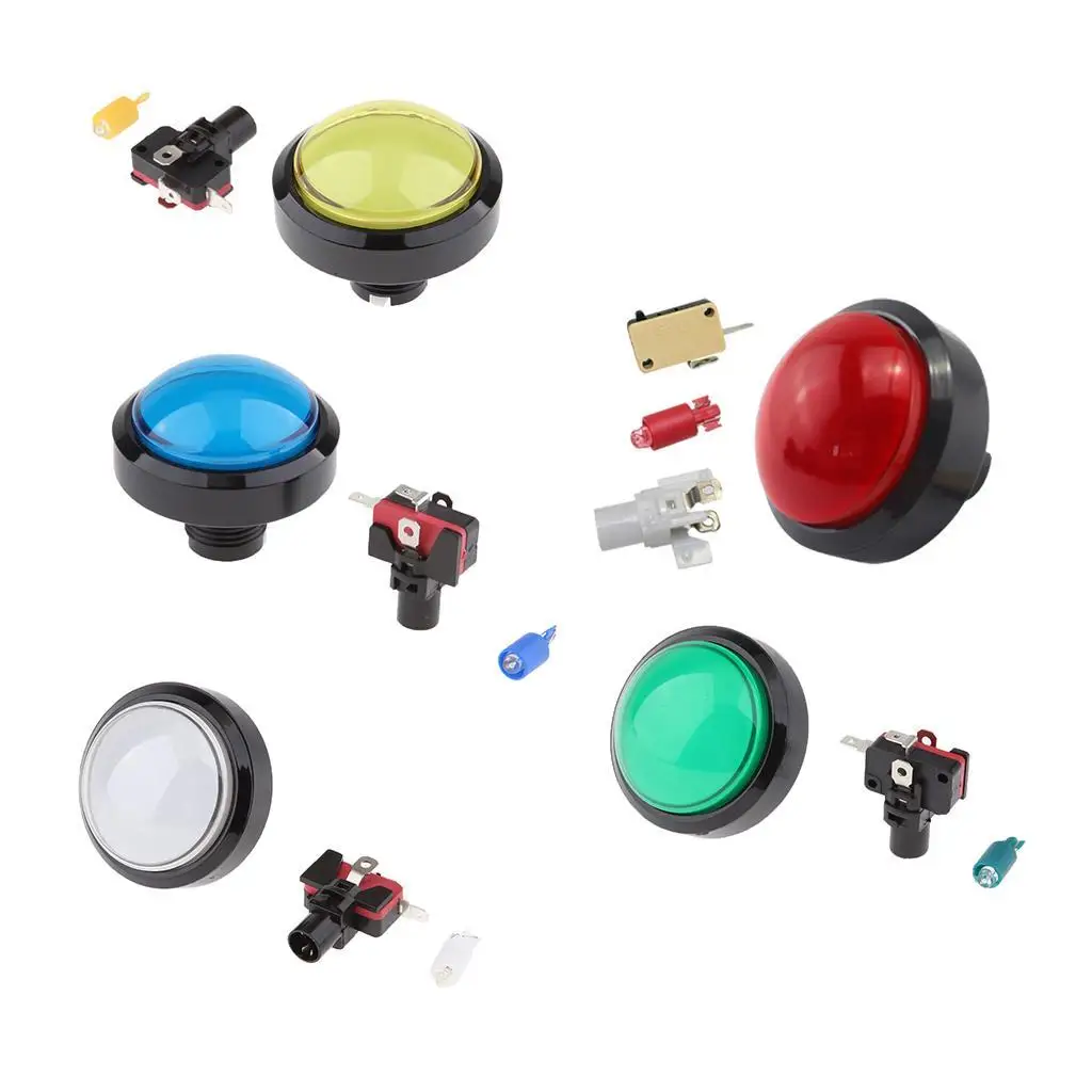 60mm Self Reset LED Push Button Switch Plastic Illuminated Dome Type for Video Game Party DIY