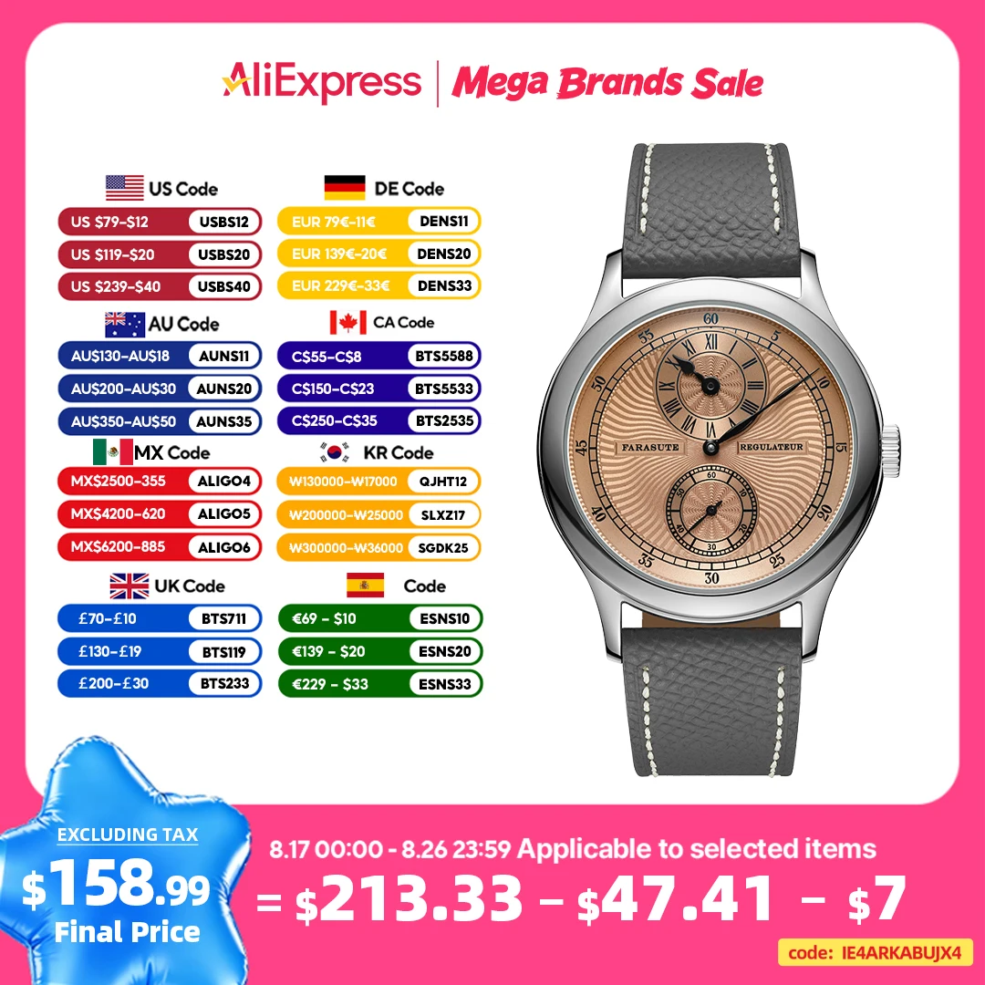 FARASUTE Manuelle Mechanische herren Uhr Seagull Bewegung Sappnt Sapphire Kristall Business Wasserdicht Regulateur Männer Uhr Reloj