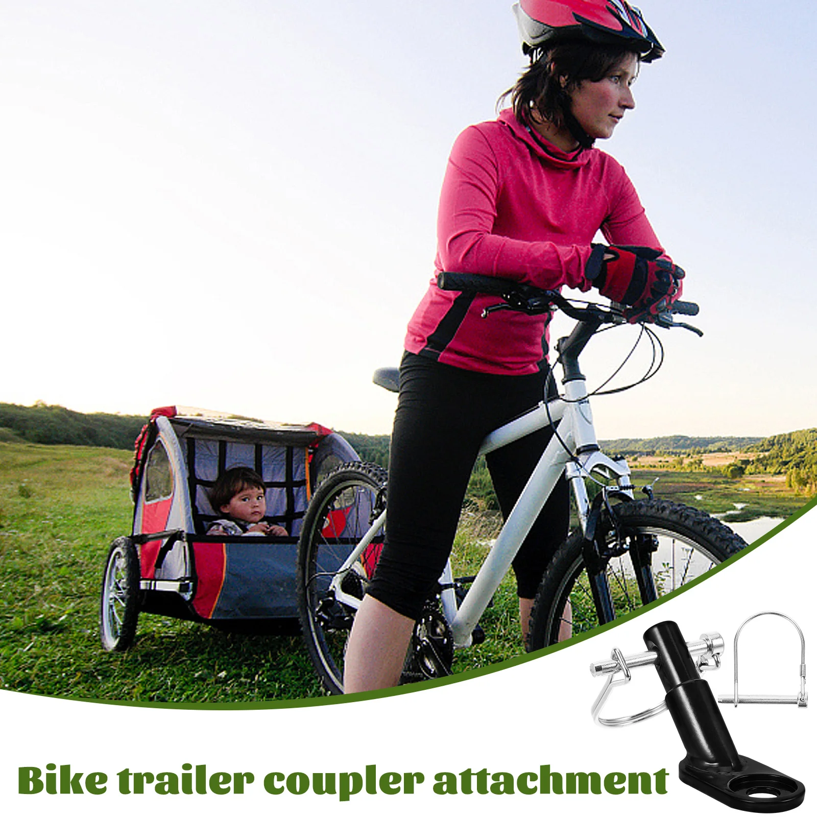 

Bicycle Trailer Accessories Hitch Connector Iron Coupler Attachment Rack Durable Traction Head for Bike Rear Axle Outdoor Use