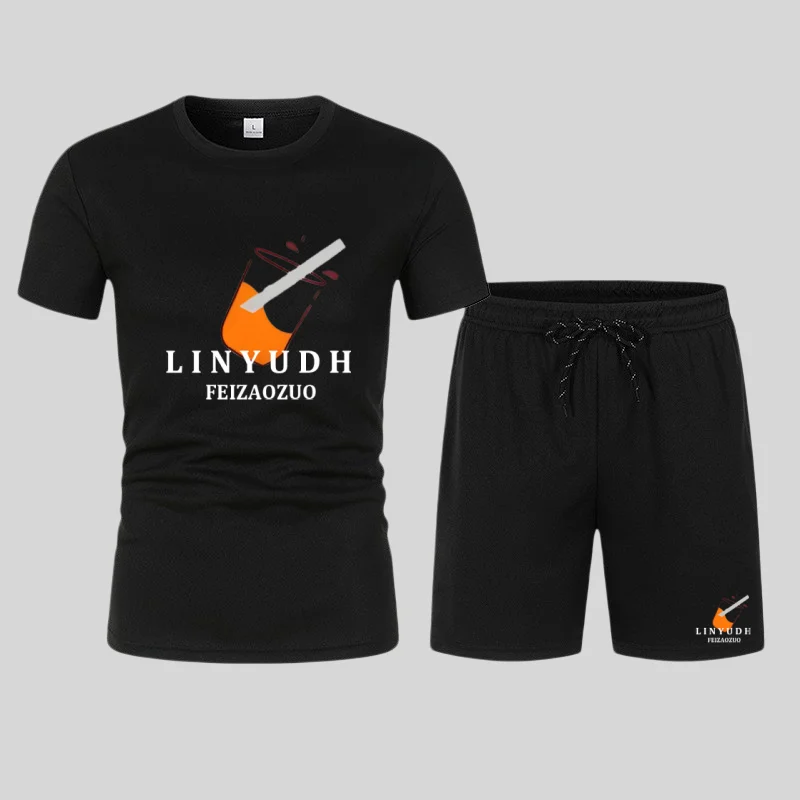 Best-selling summer men's suits, featuring letter-printed casual T-shirts and short-sleeved sporty outdoor sets