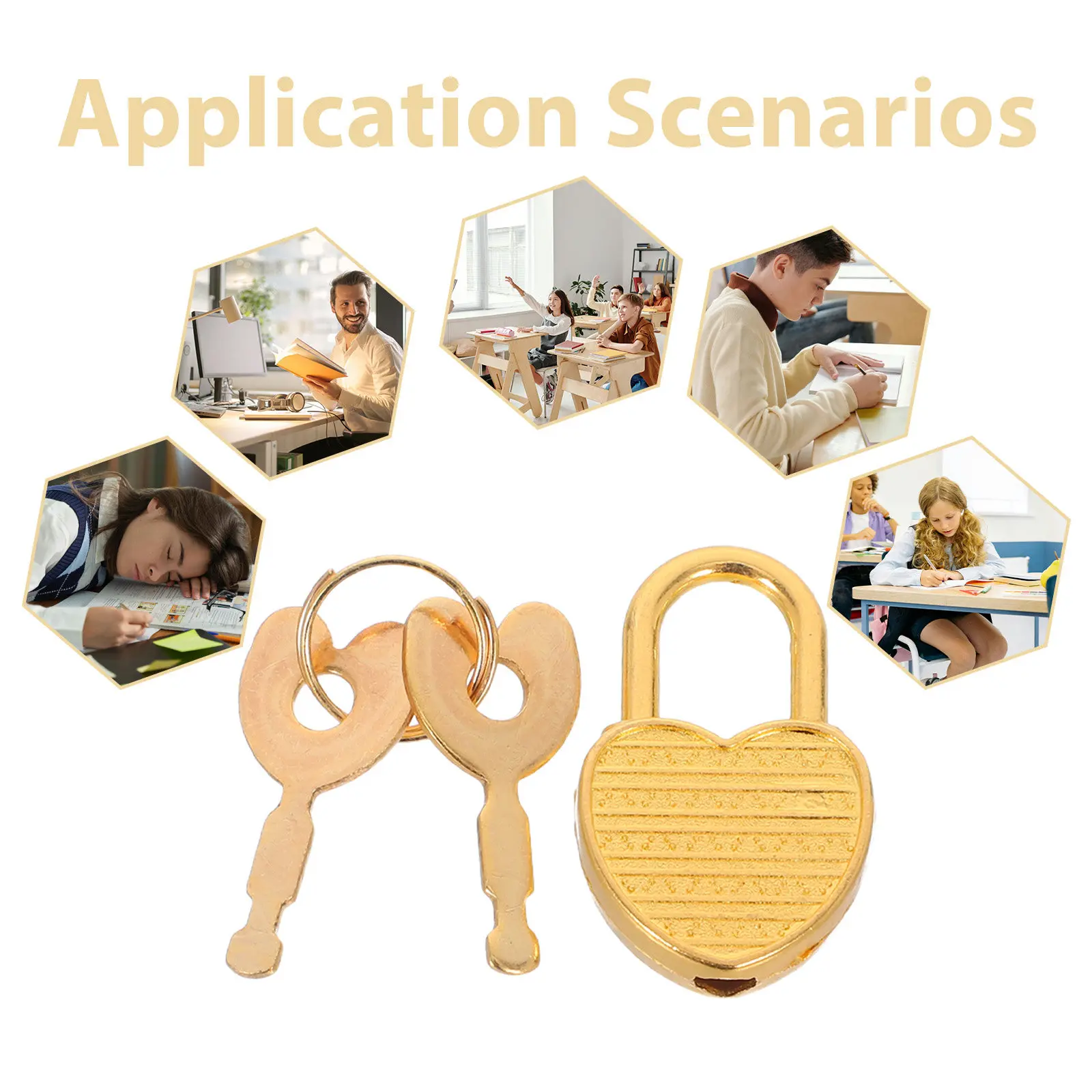 12 Sets Notebook Lockable Diary Padlock Privacy Small with Key Keyed Padlocks Heart