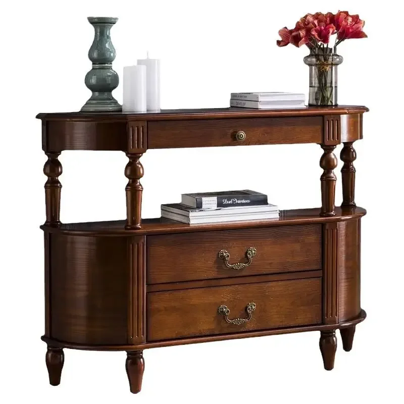 

All solid wood entrance counter simple entrance light luxury European style console table corridor decoration cabinet for table