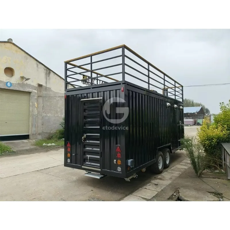 Double‑Decker Mobile Food Trailer Galvanized Sheet Structure, Commercial Outdoor Street Vending Cart For Coffee Business