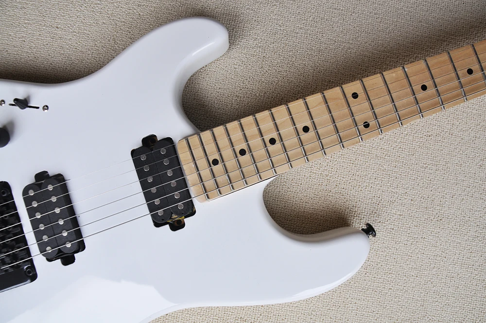 6 Strings White Left Hand Electric Guitar with Tremolo Bridge,Maple Fretboard,Can be Customized