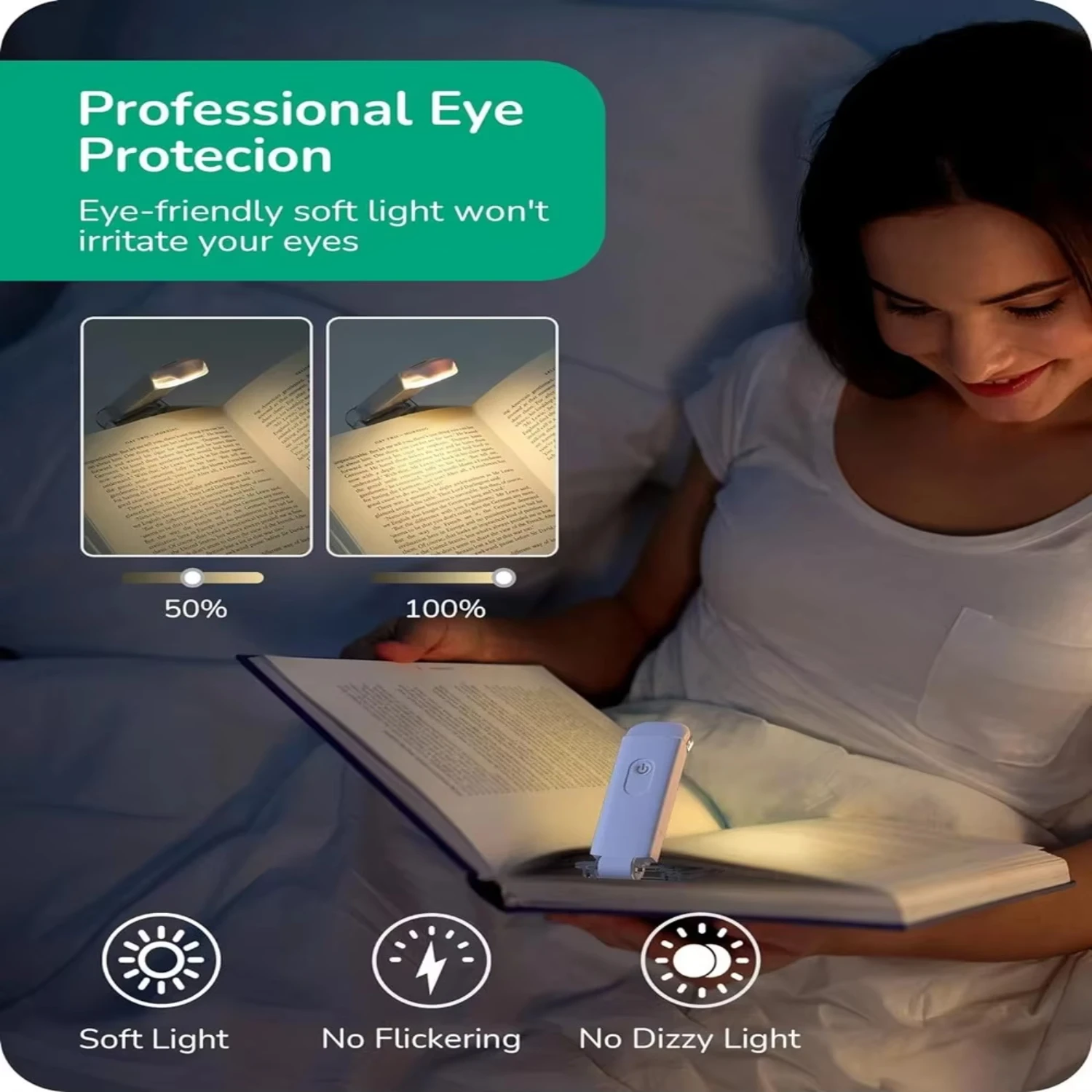 LED 미니 책 조명, USB 충전식 독서 램프, 눈 보호 야간 조명, 휴대용 클립 데스크 라이트, 북마크