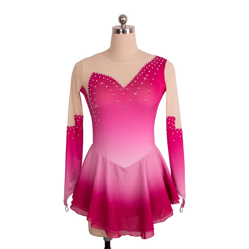 

Nasinaya Figure Skating Dress Customization Competition Women's Children's Rhythmic Gymnastics Performance Pink Rose Red