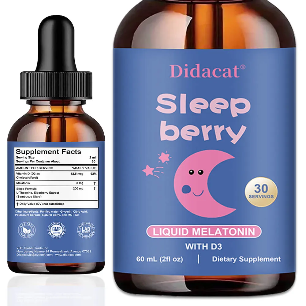 Sleep Berry Melatonin - Liquid Children Melatonin for Kids Sleep Support - Natural Childrens Melatonin with Vitamin D