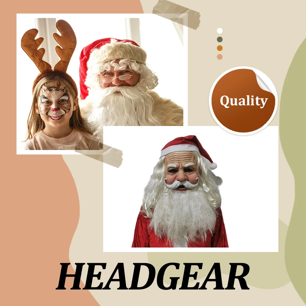 High Quality Unisex Christmas Face Mask Adults Santa Clause Latex Mask Headgear Cosplay Tools for Theme Party Ornaments