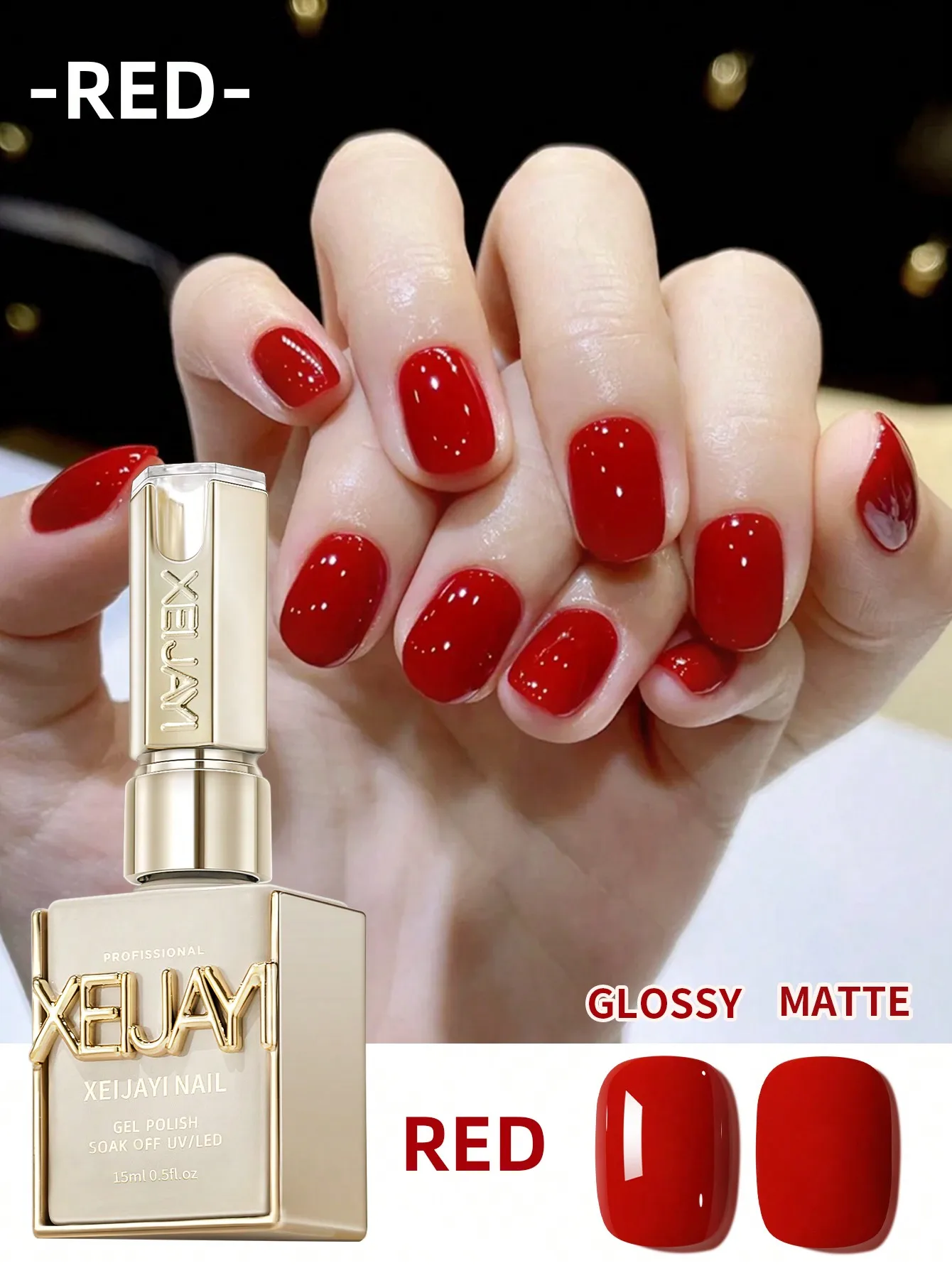 1 unidad de esmalte de uñas puro de Gel rojo de 15ML, barniz de Gel de construcción LED UV semipermanente para agregar