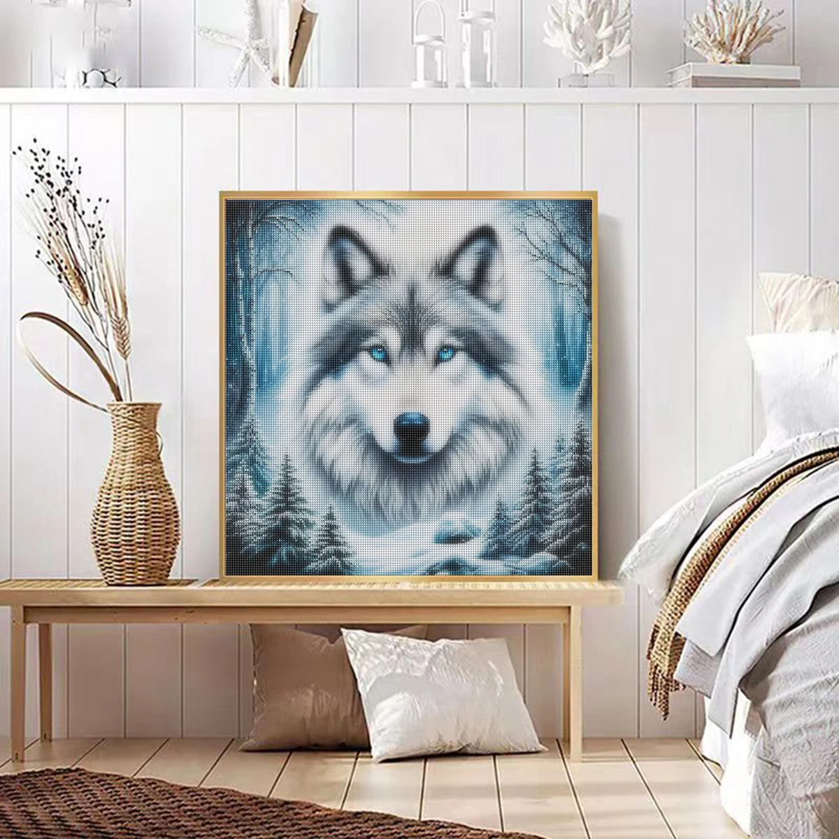 SDOYUNO Full Square Round Diamond Painting Animal Embroidery Picture Rhinestones Wolf Mosaic Cross Stitch Handmade Gift