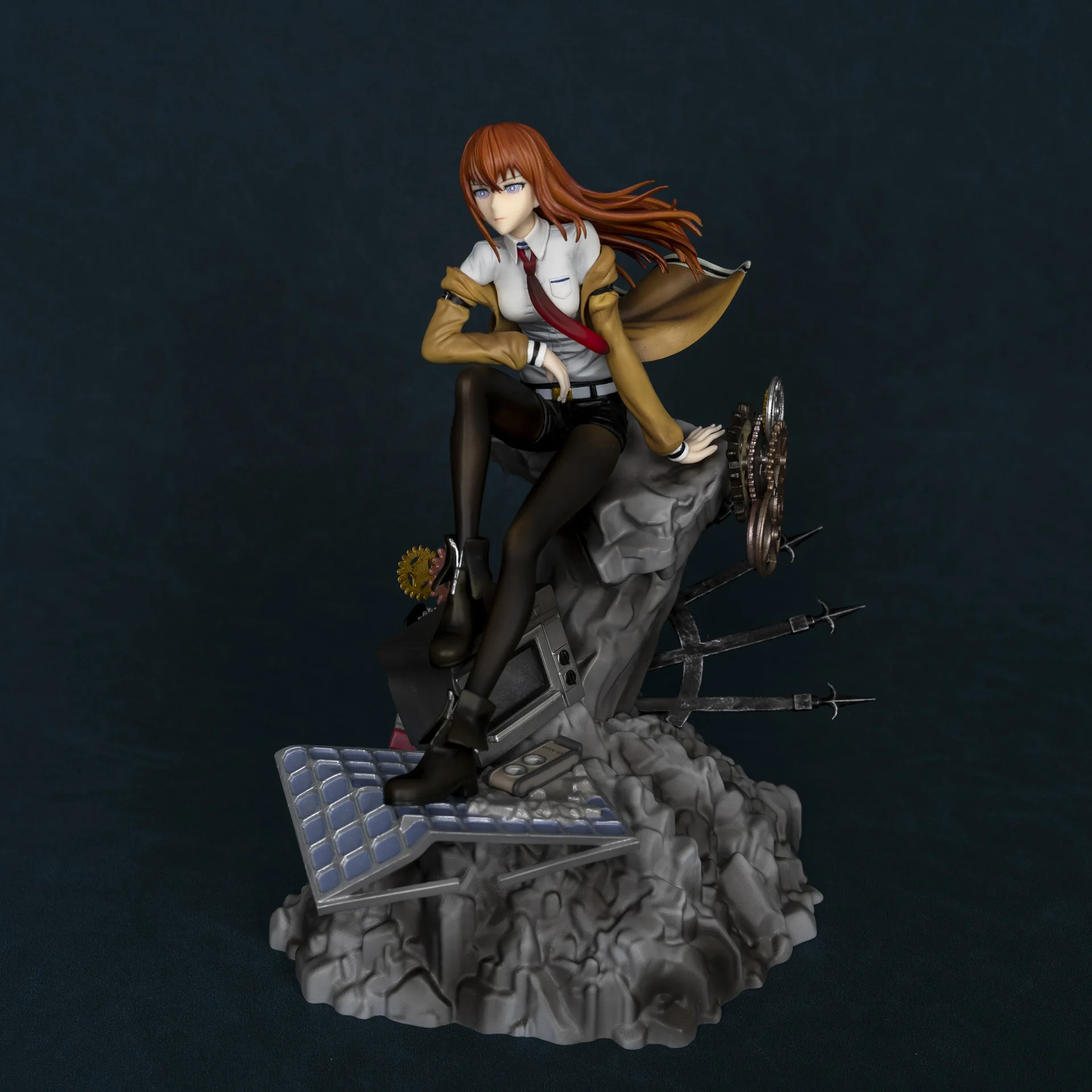 Figurine Steins Gate Makise Kurisu, Posture assise, modèle animé, ornement de bureau, décorations, cadeaux de vacances, jouets pour enfants