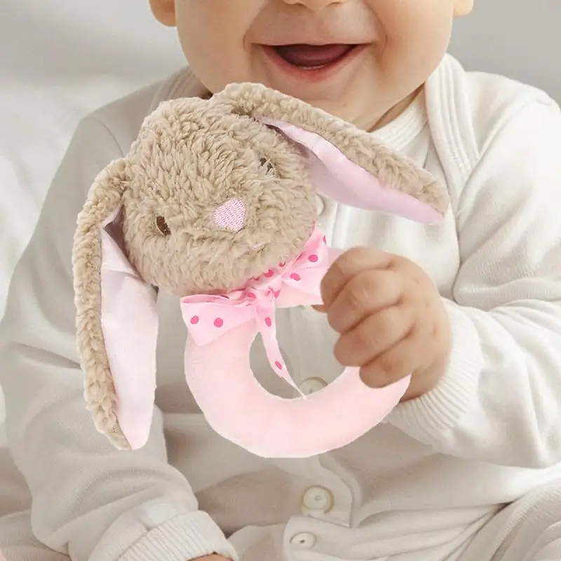 Plush Ring Rattle Soft & Cuddly Bunny Toy Adorable Lightweight Handcrafted Plush Toy For Babies Boys Girls Travel