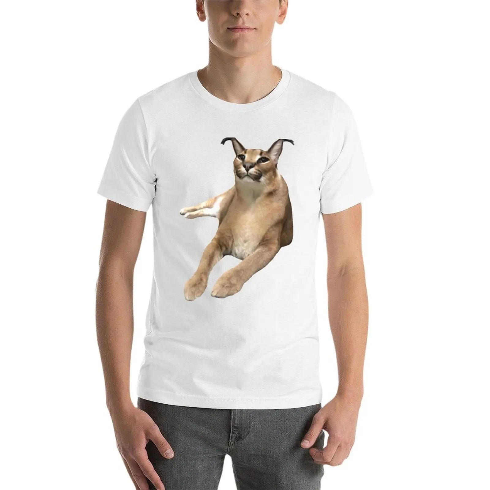 تي شيرت كبير Floppa تي شيرت مضحك تي شيرت رجالي للرجال 100% قطن مطبوع تي شيرت للرجال تي شيرت