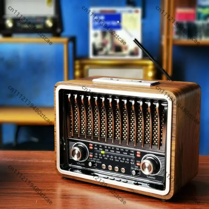 Wooden Retro Desktop Multi Band Radio All-in-one Speaker Bluetooth  U Disk Audio Player For Elderly
