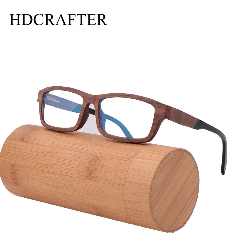 

HDCRAFTER Real Wood Glasses Frame natural Vintage Men Square Eyewear Optical Prescription Eyeglasses Frames for Reading Glasses