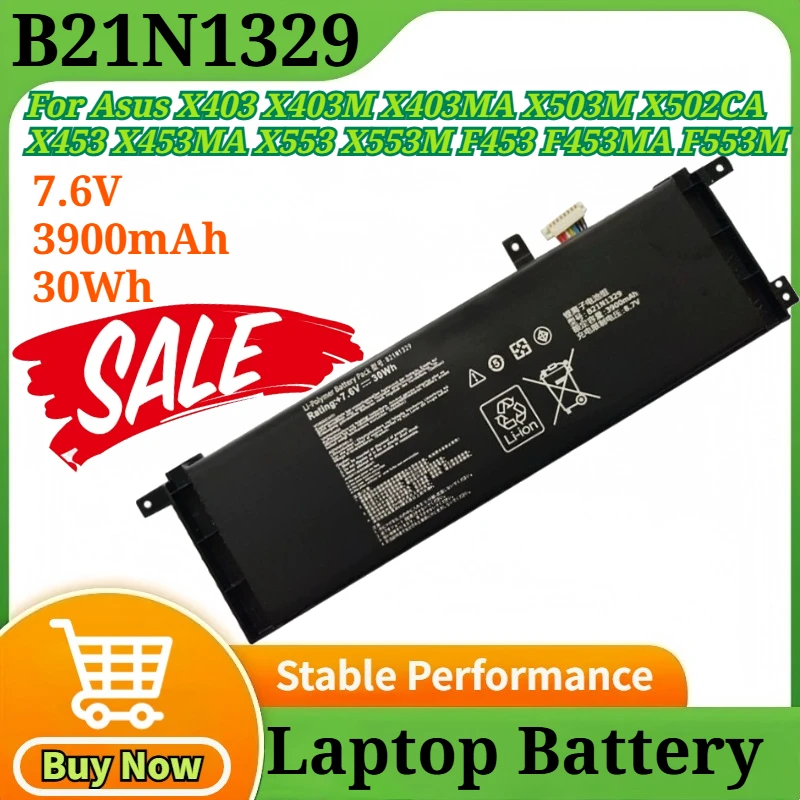 

7.6V 3900mAh 30Wh B21N1329 for Asus X503M X502CA X453 X453MA X553 X553M X403 X403M X403MA F453 F453MA F553M P553 F553 D553M P553