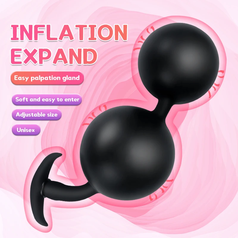 Cherry Inflatable Anal Plug Auns Masturbator Prostate Massager Double Steel Beads Huge Big Expansion Butt Plug Sex Toys for man