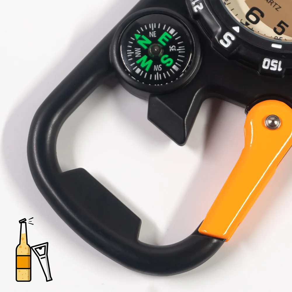 휴대용 포켓 시계 나침반 금속 걸이식 허리 시계 병따개, 남녀 노인용 스포츠 시계, 마운틴 시계