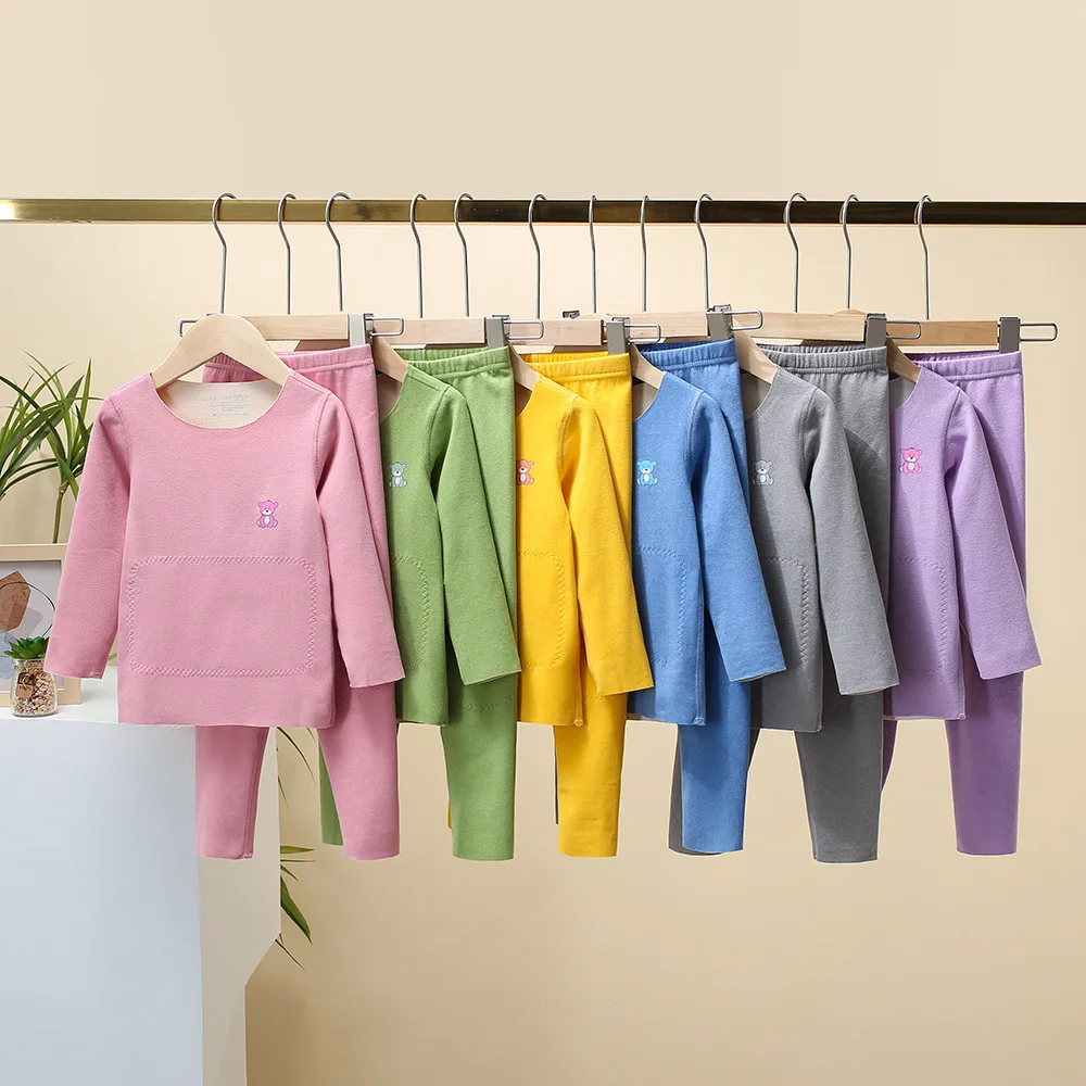 Newest Style Children Pajamas Set Winter Kids Baby Girl Boys Thermal Underwear Outfits Wool Silk Long Sleeve Sleepwear Clothing