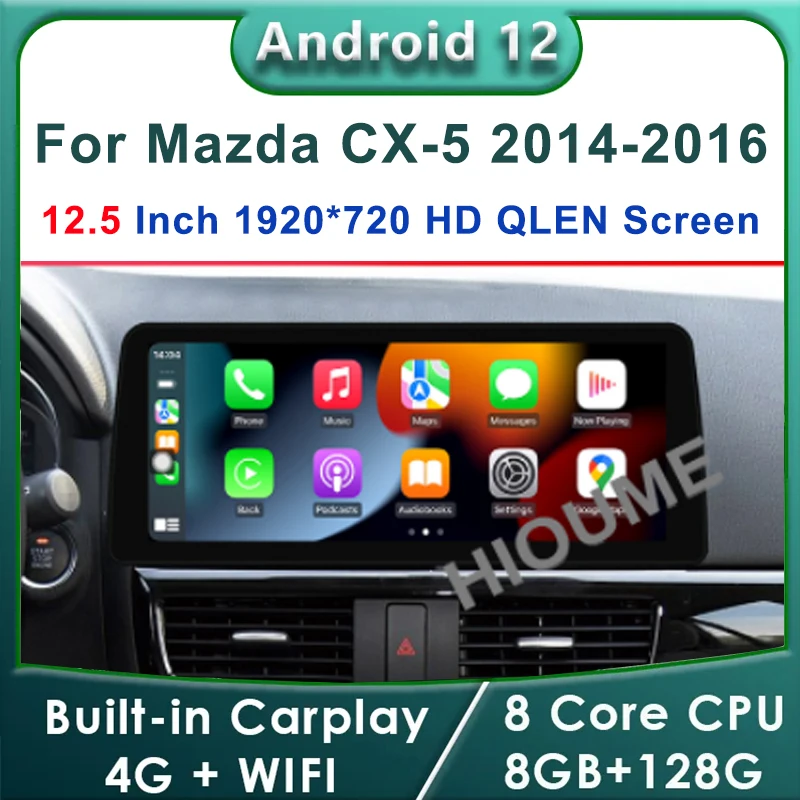 

12.5 Inch Android 12 Car Multimedia Player Radio GPS Navigation For Mazda CX-5 2014-2016 CarPlay BT 4G WiFi HD IPS Screen