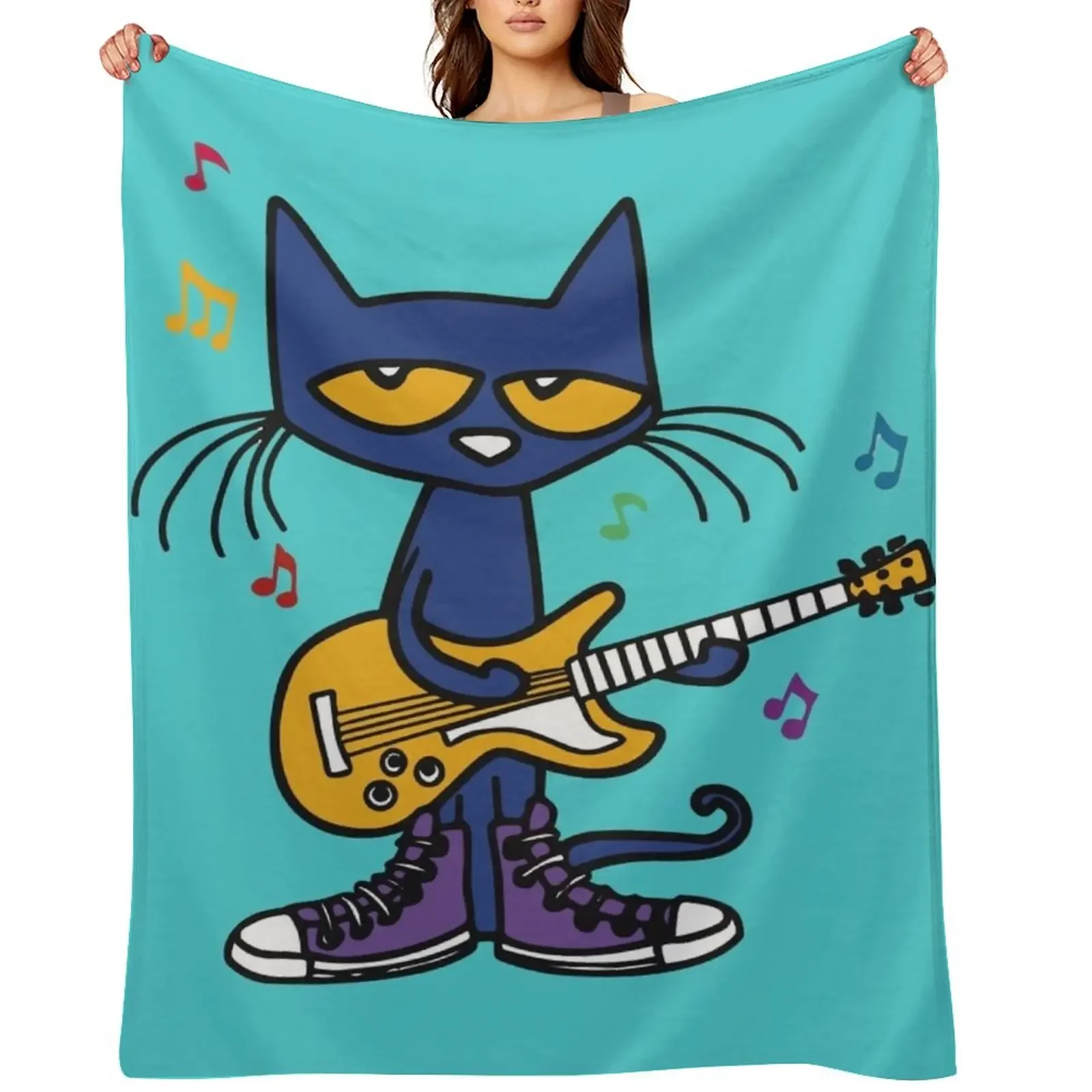 

Pete the cat playing guitar Throw Blanket Soft Plaid decorative Decorative Sofa Giant Sofa Blankets