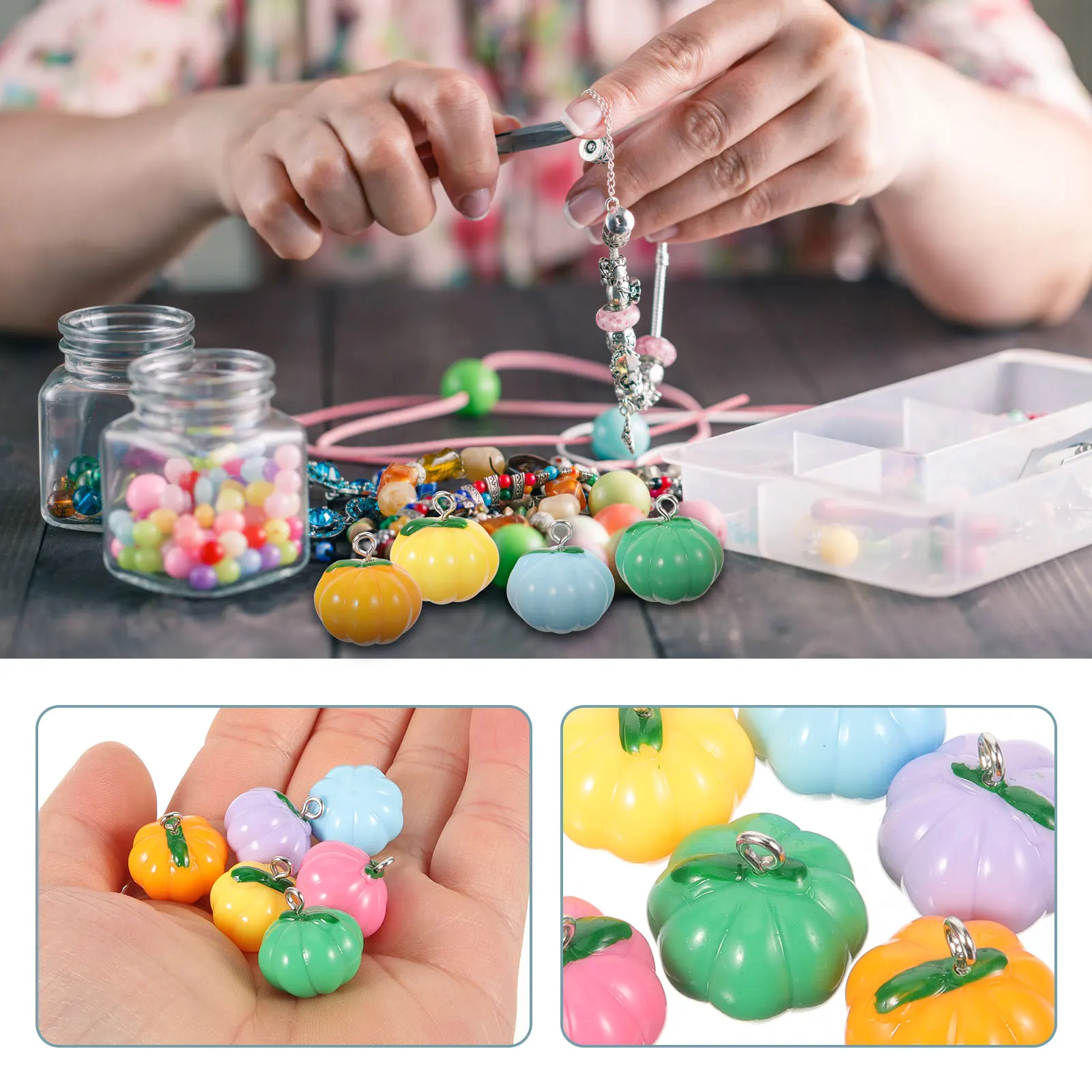 

20pcs Halloween Pumpkin Charms Diy Jewelry Making Pendant Keychain Bracelet Small Pumpkin Shaped Charms For Women Durable Smooth