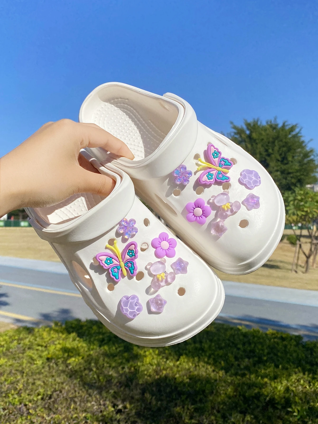 14 purple (butterfly, flower, bear, five-pointed star) DIY detachable shoe accessories, multi-functional shoe clip accessories s