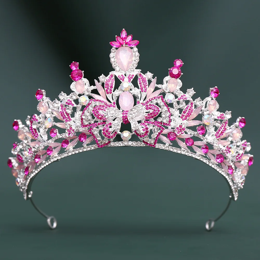 Baroque Bride Crown With Colorful Rhinestones Wedding Guest Hair Accessories Princess Prom Tiaras Marriage Hairband Hair Jewelry image 4