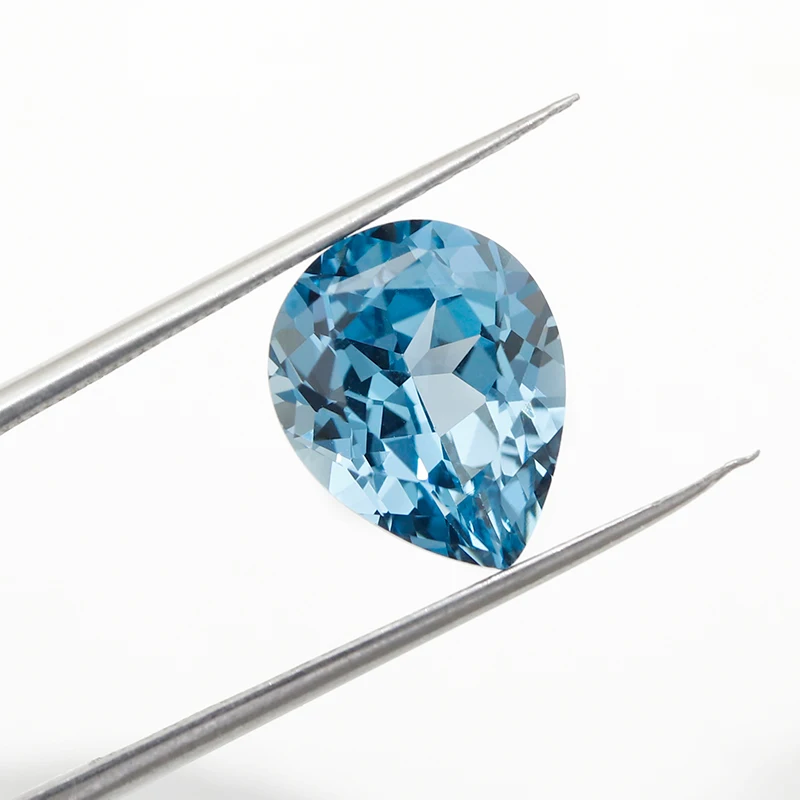 

Pear Shape Lab Grown Sapphire Aquamarine Color Provide Selectable Certificate Loose Gemstone Perfect For Fine Jewelry Creation