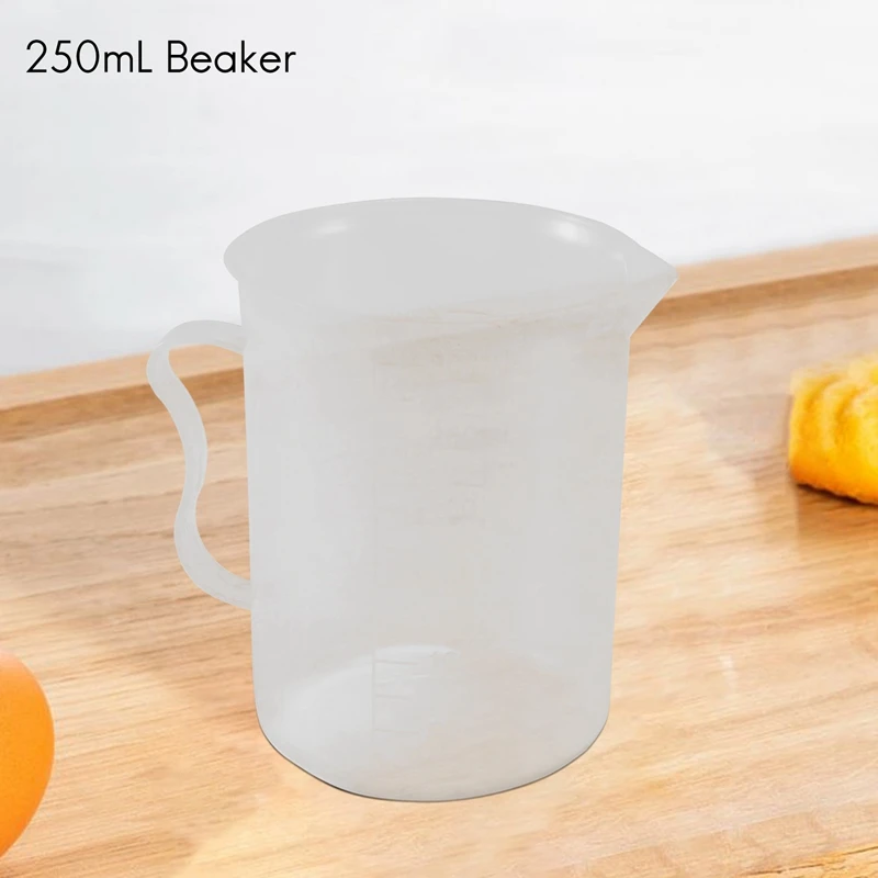 Measuring Jug 250mL Graduated Beaker Clear White Plastic Cup