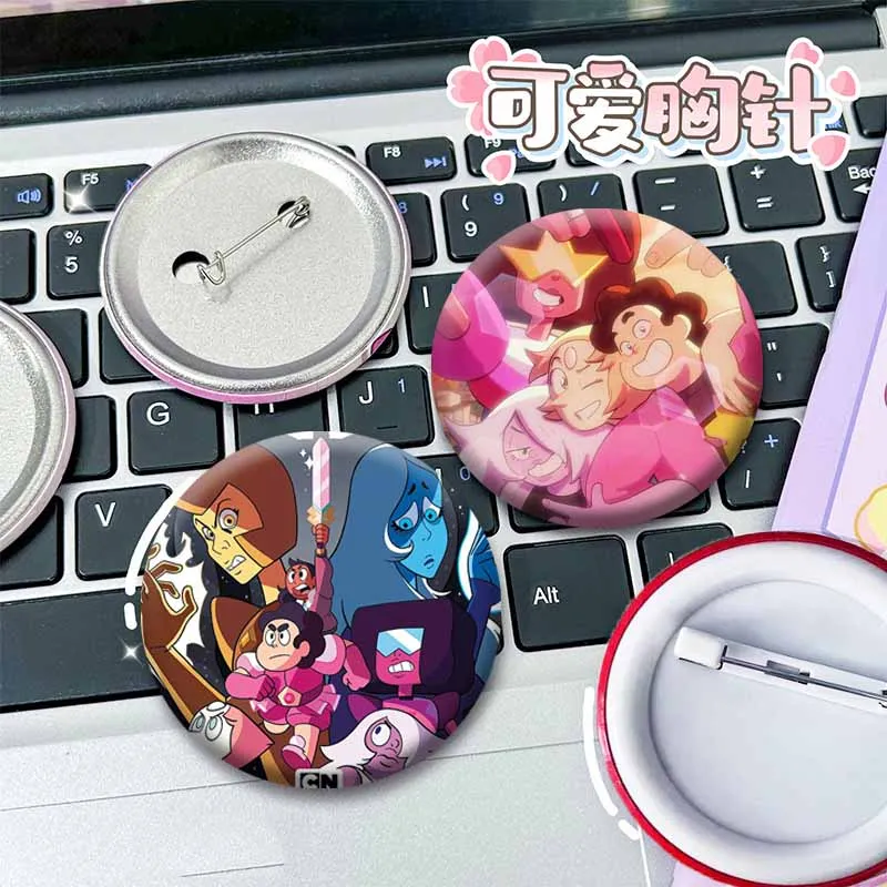 Steven Universe Anime Brooches Round Cartoon Figure Cosplay Badge Pin for Backpack Jewelry Accessories Souvenir Gifts for Friend