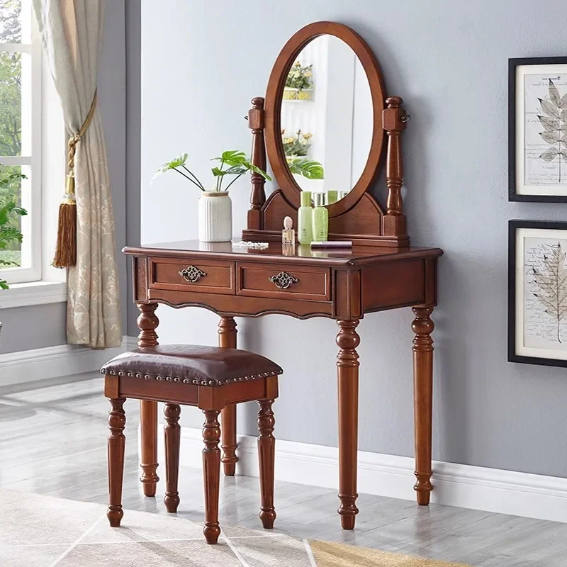 All solid wood dresser small apartment bedroom makeup table simple modern storage makeup cabinet