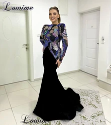 2024 New Fashion Beaded Celebrity Dresses For Women Long Sleeves Evening Gowns Mermaid Vestidos De Gala Formal Occasion Dresses