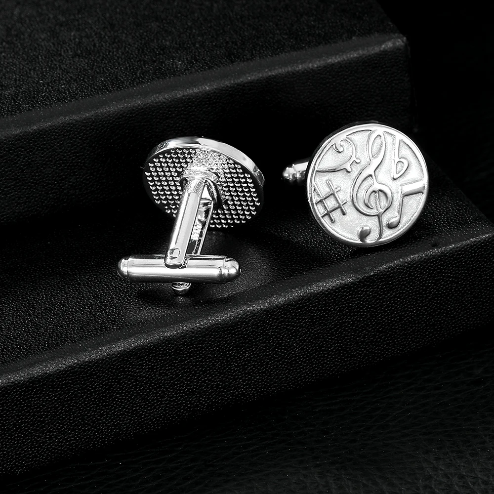 Funny Music Note Design Round Cufflinks Mens G Celf Sharp Quarter Note Pattern Sleeve Button