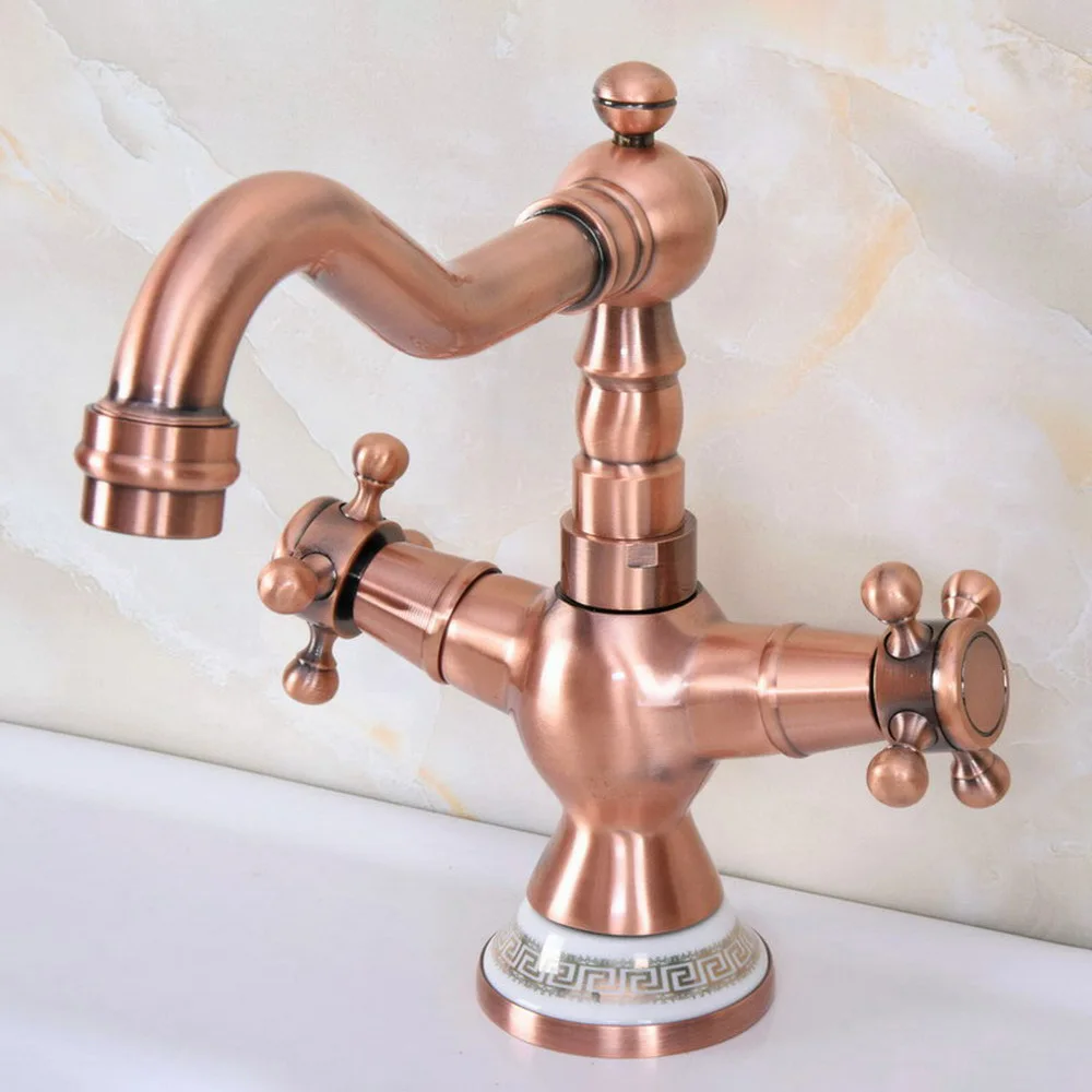 

Antique Red Copper Single Hole Dual Handle Swivel Kitchen Bathroom Sink Basin Cold And Hot Water Mixer Tap Faucet 2nf622