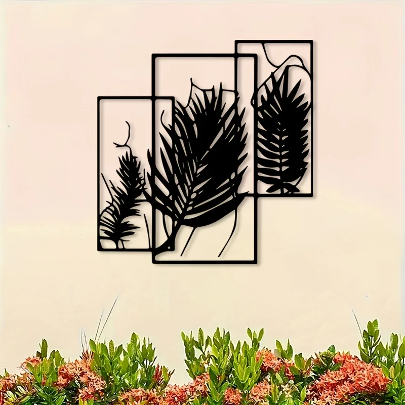 Brand Palm Leaf Metal Wall Art Rustproof Iron Statue Mural Decor Home Office Indoor Outdoor Minimalist