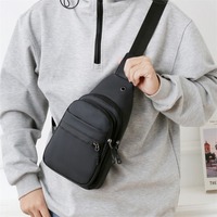 Square Men Chest Bag Solid Color Multi-functional Nylon Crossbody Bag Single Shoulder Large Capacity Phone Pouch Bag Business