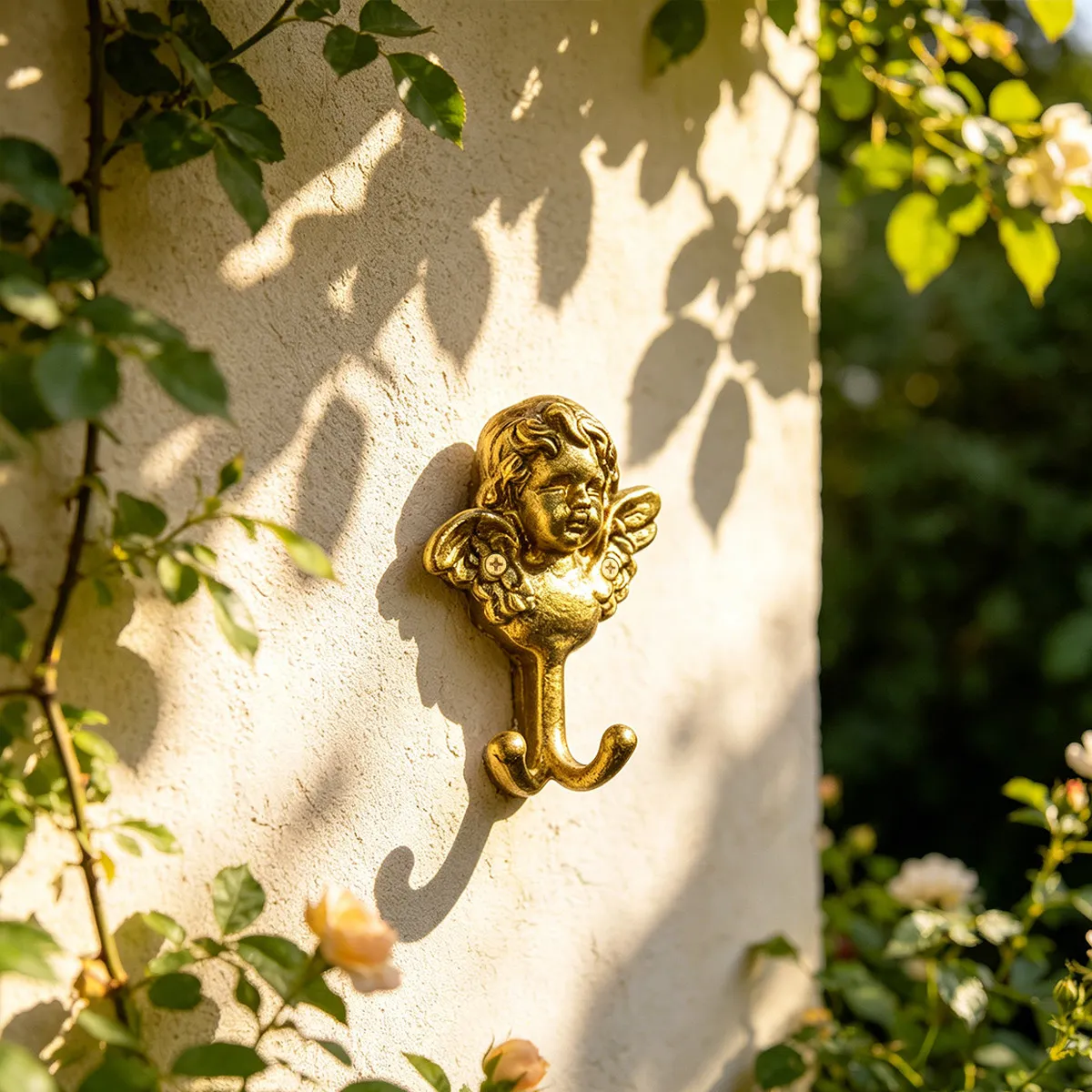 Gold retro angel wings curtain hook French light luxury retro wall decoration bedroom garden wrought iron decoration