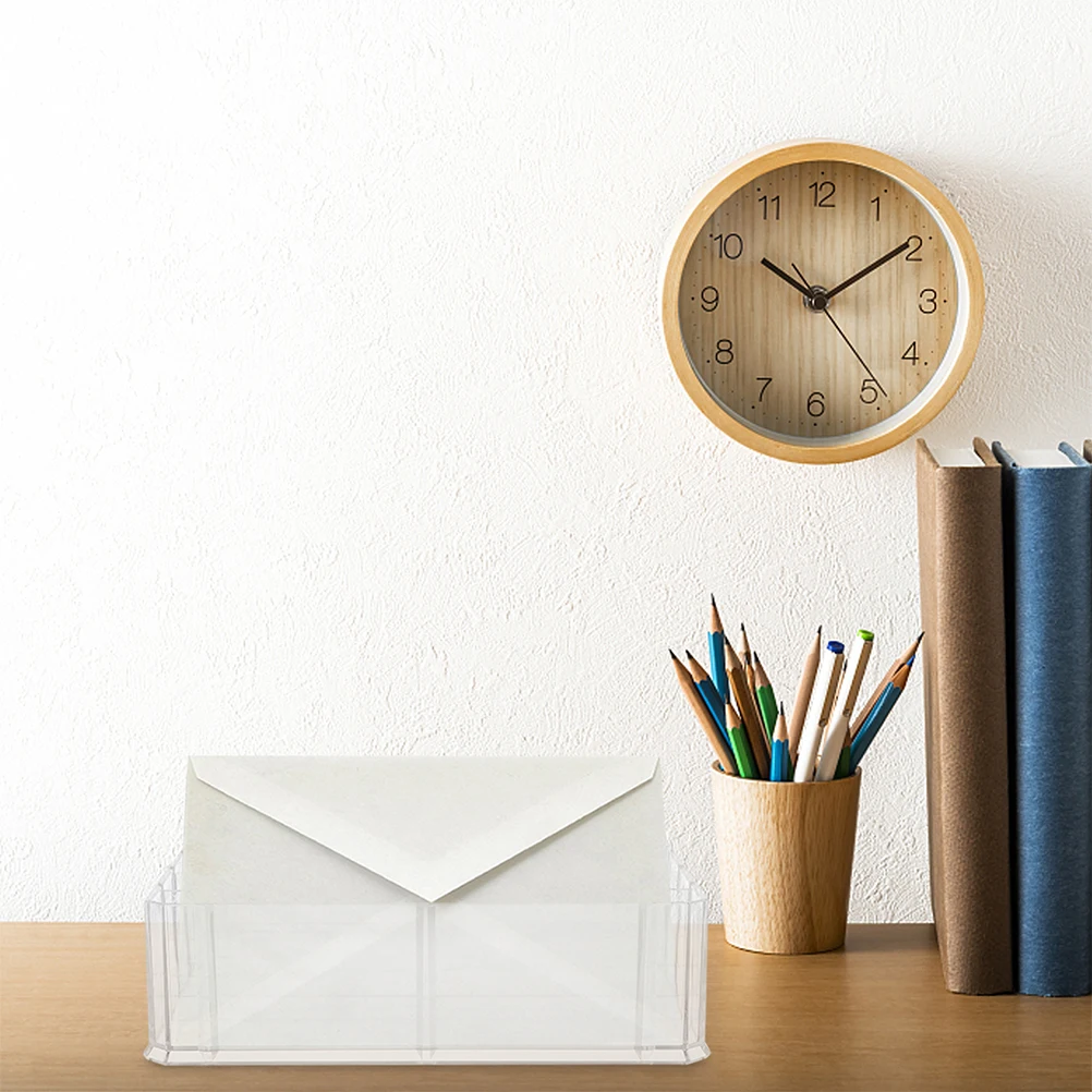 2Pcs Acrylic Cash Storage Box Stylish Transparent Multi-Compartment Tray for Organizing Cash Envelopes Bills At Home Office Desk