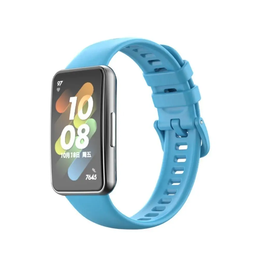 Silicone Watch Strap Replacement Plastic Adapter Bracelet Breathable Smart Watch Watchband for Huawei Band 7