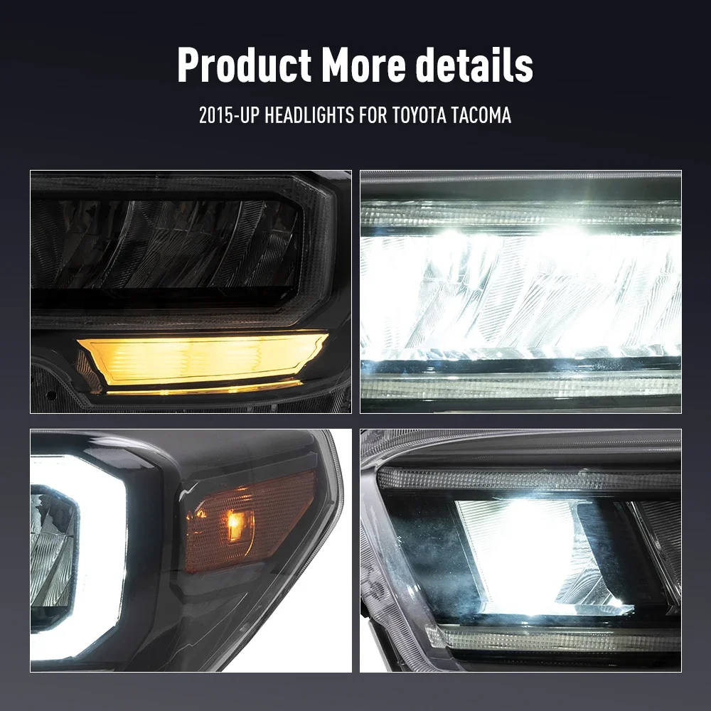 2PCs Auto Styling Kopf Lampe für Toyota Tacoma 2015-2022 LED Scheinwerfer DRL Tagfahrlicht Signal Lampen auto Zubehör