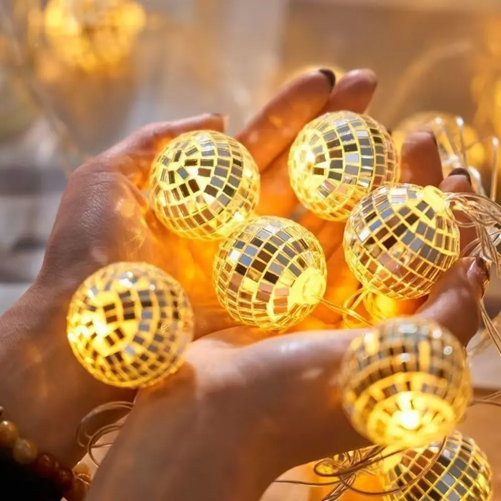

Mini LED Disco Ball String Lights Multicolor 20/40 LED Mirror Disco Ball Lights Waterproof Round Holiday String Lights