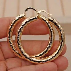 Simple Casual Trendy Gold Plated Copper Hoop Earrings for Women Girls Fashion Punk Jewelry Accessories Birthday Wedding Party