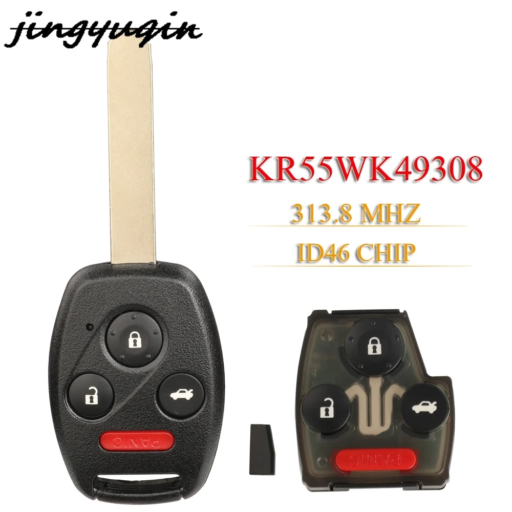 

Jingyuqin 4 кнопки дистанционного управления KR55WK49308 313,8 МГц ID46 чип автомобильный ключ для Honda Accord 2008 2009 2010 2011 2012 брелок управления