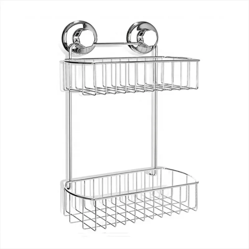 Wall Mounted Rack Bathroom Storage Shelf Metal Corner Shelves Shower Caddy With Suction Cup