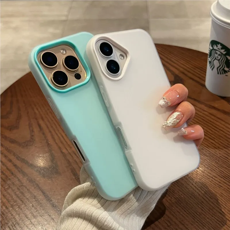 Funda de lujo 2 en 1 transparente mate en colores candy para iPhone 17 Air 16 15 14 Plus 13 12 Pro Max 11 con borde antigolpes 4