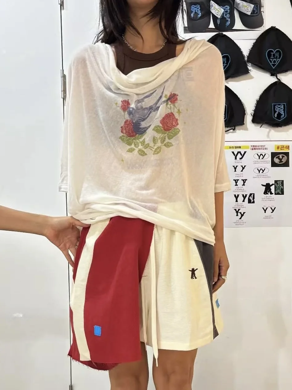 

High Resolution Print Thin Transparent Slimming Casual T-irt PREON Work Spring Summer Breathable Polyester Cotton Blend